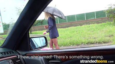 Hitchhiking Steurtess goes wild for a hard cock in this wild car sex tape - sexu.com - Hungary